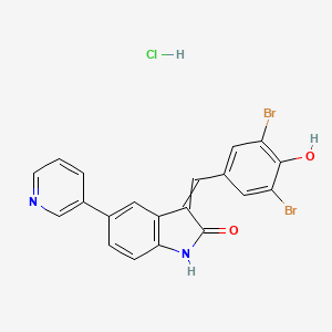 3-[(3,5-dibromo-4-hydroxyphenyl)methylidene]-5-pyridin-3-yl-1H-indol-2-one;hydrochloride