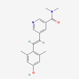 molecular formula C18H20N2O2 B10755303 5-[(E)-2-(4-hydroxy-2,6-dimethylphenyl)ethenyl]-N,N-dimethylpyridine-3-carboxamide 