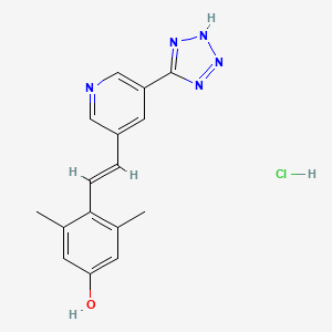 molecular formula C16H16ClN5O B10755340 3,5-dimethyl-4-[(E)-2-[5-(2H-tetrazol-5-yl)pyridin-3-yl]ethenyl]phenol;hydrochloride 