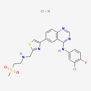 N-(3-chloro-4-fluorophenyl)-6-[2-[(2-methylsulfonylethylamino)methyl]-1,3-thiazol-4-yl]quinazolin-4-amine;hydrochloride