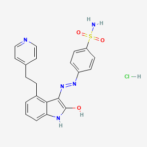 molecular formula C21H20ClN5O3S B10755424 4-[[2-hydroxy-4-(2-pyridin-4-ylethyl)-1H-indol-3-yl]diazenyl]benzenesulfonamide;hydrochloride 