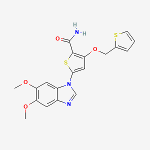 5-(5,6-dimethoxy-1H-1,3-benzodiazol-1-yl)-3-(thiophen-2-ylmethoxy)thiophene-2-carboxamide