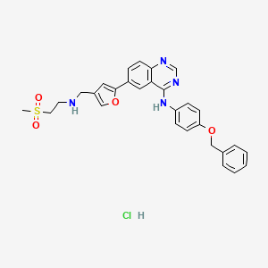 6-[4-[(2-methylsulfonylethylamino)methyl]furan-2-yl]-N-(4-phenylmethoxyphenyl)quinazolin-4-amine;hydrochloride