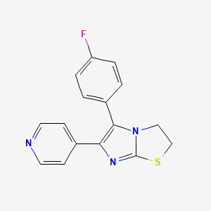 molecular formula C16H12FN3S B10755567 Imidazo(2,1-b)thiazole, 5-(4-fluorophenyl)-2,3-dihydro-6-(4-pyridinyl)- CAS No. 72873-75-7