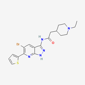 molecular formula C19H22BrN5OS B10755615 N-(5-Bromo-6-(thiophen-2-yl)-1H-pyrazolo[3,4-b]pyridin-3-yl)-2-(1-ethylpiperidin-4-yl)acetamide 