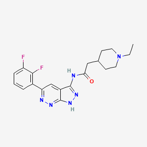 molecular formula C20H22F2N6O B10755636 N-[5-(2,3-difluorophenyl)-1H-pyrazolo[3,4-c]pyridazin-3-yl]-2-(1-ethylpiperidin-4-yl)acetamide 