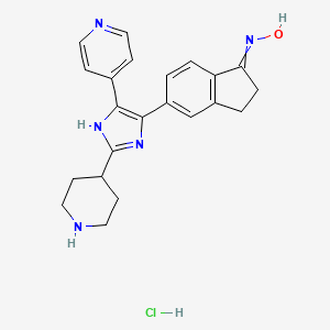 N-[5-(2-piperidin-4-yl-5-pyridin-4-yl-1H-imidazol-4-yl)-2,3-dihydroinden-1-ylidene]hydroxylamine;hydrochloride