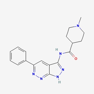 molecular formula C18H20N6O B10755664 1-methyl-N-(5-phenyl-1H-pyrazolo[3,4-c]pyridazin-3-yl)piperidine-4-carboxamide 