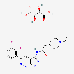 N-[5-(2,3-difluorophenyl)-1H-pyrazolo[3,4-c]pyridazin-3-yl]-2-(1-ethylpiperidin-4-yl)acetamide;(2R,3R)-2,3-dihydroxybutanedioic acid