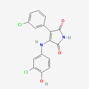 molecular formula C16H10Cl2N2O3 B10755759 3-[(3-Chloro-4-Hydroxyphenyl)amino]-4-(3-Chlorophenyl)-1h-Pyrrole-2,5-Dione 