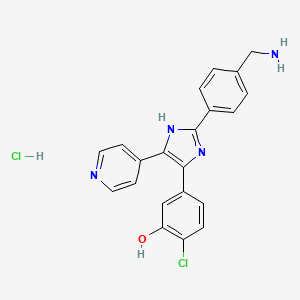 molecular formula C21H18Cl2N4O B10755802 5-[2-[4-(aminomethyl)phenyl]-5-pyridin-4-yl-1H-imidazol-4-yl]-2-chlorophenol;hydrochloride 