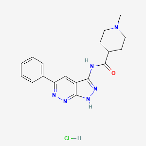 1-methyl-N-(5-phenyl-1H-pyrazolo[3,4-c]pyridazin-3-yl)piperidine-4-carboxamide;hydrochloride