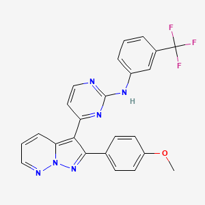 molecular formula C24H17F3N6O B10755904 Pyrazolo[1,5-b]pyridazine deriv. 69 