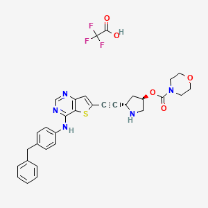 [(3R,5S)-5-[2-[4-(4-benzylanilino)thieno[3,2-d]pyrimidin-6-yl]ethynyl]pyrrolidin-3-yl] morpholine-4-carboxylate;2,2,2-trifluoroacetic acid