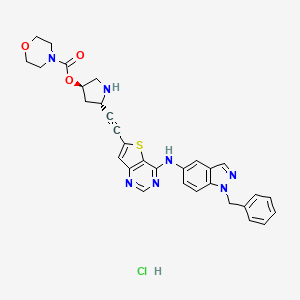 [(3R,5S)-5-[2-[4-[(1-benzylindazol-5-yl)amino]thieno[3,2-d]pyrimidin-6-yl]ethynyl]pyrrolidin-3-yl] morpholine-4-carboxylate;hydrochloride