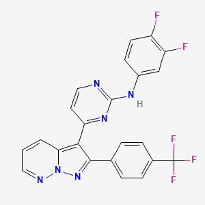 molecular formula C23H13F5N6 B10755908 Pyrazolo[1,5-b]pyridazine deriv. 75 