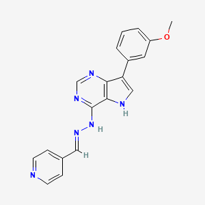 molecular formula C19H16N6O B10755935 (E)-7-(3-Methoxyphenyl)-4-(2-(pyridin-4-ylmethylene)hydrazinyl)-5H-pyrrolo[3,2-d]pyrimidine 