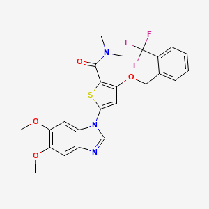 5-(5,6-dimethoxy-1H-1,3-benzodiazol-1-yl)-N,N-dimethyl-3-{[2-(trifluoromethyl)phenyl]methoxy}thiophene-2-carboxamide