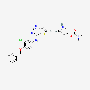 (3R,5S)-5-{2-[4-({3-chloro-4-[(3-fluorophenyl)methoxy]phenyl}amino)thieno[3,2-d]pyrimidin-6-yl]ethynyl}pyrrolidin-3-yl N,N-dimethylcarbamate