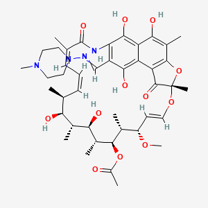 [(7S,9E,11S,12R,13S,14R,15R,16R,17S,18S,19Z,21Z)-2,15,17,27,29-pentahydroxy-11-methoxy-3,7,12,14,16,18,22-heptamethyl-26-[(4-methylpiperazin-1-yl)iminomethyl]-6,23-dioxo-8,30-dioxa-24-azatetracyclo[23.3.1.14,7.05,28]triaconta-1(29),2,4,9,19,21,25,27-octaen-13-yl] acetate