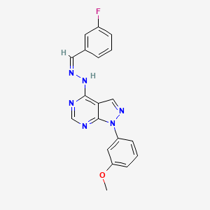 molecular formula C19H15FN6O B10755969 N-[(Z)-(3-fluorophenyl)methylideneamino]-1-(3-methoxyphenyl)pyrazolo[3,4-d]pyrimidin-4-amine 