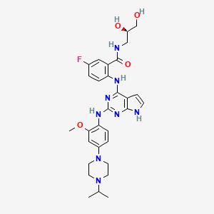 N-[(2R)-2,3-dihydroxypropyl]-5-fluoro-2-{[2-({2-methoxy-4-[4-(propan-2-yl)piperazin-1-yl]phenyl}amino)-7H-pyrrolo[2,3-d]pyrimidin-4-yl]amino}benzamide