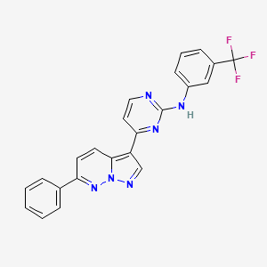 molecular formula C23H15F3N6 B10756008 Pyrazolo[1,5-b]pyridazine deriv. 55 