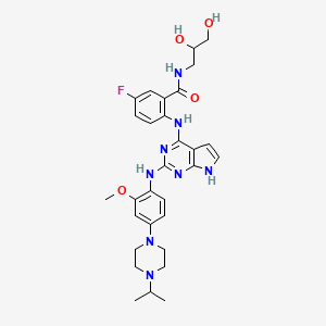 N-(2,3-dihydroxypropyl)-5-fluoro-2-[[2-[2-methoxy-4-(4-propan-2-ylpiperazin-1-yl)anilino]-7H-pyrrolo[2,3-d]pyrimidin-4-yl]amino]benzamide