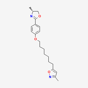 molecular formula C21H28N2O3 B10756047 Isoxazole, 5-(7-(4-((4R)-4,5-dihydro-4-methyl-2-oxazolyl)phenoxy)heptyl)-3-methyl- CAS No. 98524-87-9