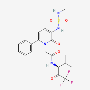 molecular formula C20H23F3N4O5S B10756174 3-[[(Methylamino)sulfonyl]amino]-2-oxo-6-phenyl-n-[3,3,3-trifluoro-1-(1-methylethyl)-2-oxophenyl]-1(2h)-pyridine acetamide 