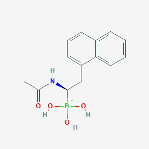 molecular formula C14H17BNO4- B10756225 L-1-Naphthyl-2-acetamido-ethane boronic acid 