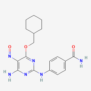 molecular formula C18H22N6O3 B10756254 4-{[4-Amino-6-(cyclohexylmethoxy)-5-nitrosopyrimidin-2-YL]amino}benzamide 