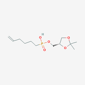 molecular formula C12H23O5P B10756271 [(4R)-2,2-Dimethyl-1,3-dioxolan-4-YL]methyl hydrogen hex-5-enylphosphonate 