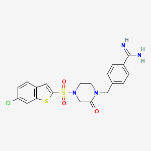 molecular formula C20H19ClN4O3S2 B10756276 4-({4-[(6-Chloro-1-benzothien-2-YL)sulfonyl]-2-oxopiperazin-1-YL}methyl)benzenecarboximidamide 