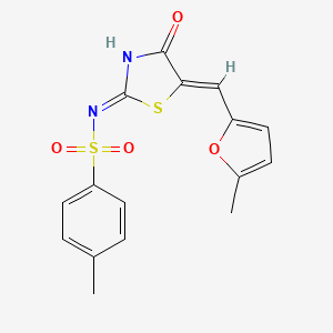 4-methyl-N-{(2Z,5Z)-5-[(5-methylfuran-2-yl)methylidene]-4-oxo-1,3-thiazolidin-2-ylidene}benzenesulfonamide