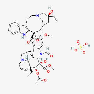 methyl (1R,9R,10S,11R,12R,19R)-11-acetyloxy-12-ethyl-4-[(13S,17S)-17-ethyl-17-hydroxy-13-methoxycarbonyl-1,11-diazatetracyclo[13.3.1.04,12.05,10]nonadeca-4(12),5,7,9-tetraen-13-yl]-8-formyl-10-hydroxy-5-methoxy-8,16-diazapentacyclo[10.6.1.01,9.02,7.016,19]nonadeca-2,4,6,13-tetraene-10-carboxylate;sulfuric acid