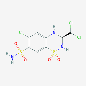 molecular formula C8H8Cl3N3O4S2 B10756300 (3R)-6-chloro-3-(dichloromethyl)-3,4-dihydro-2H-1,2,4-benzothiadiazine-7-sulfonamide 1,1-dioxide 