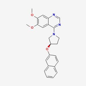 molecular formula C24H23N3O3 B10756382 6,7-Dimethoxy-4-[(3r)-3-(2-Naphthyloxy)pyrrolidin-1-Yl]quinazoline 