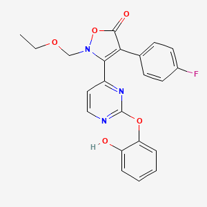 molecular formula C22H18FN3O5 B10756395 2-(Ethoxymethyl)-4-(4-fluorophenyl)-3-[2-(2-hydroxyphenoxy)pyrimidin-4-YL]isoxazol-5(2H)-one 