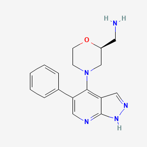 molecular formula C17H19N5O B10756476 1-[(2s)-4-(5-Phenyl-1h-Pyrazolo[3,4-B]pyridin-4-Yl)morpholin-2-Yl]methanamine 