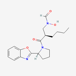 molecular formula C19H25N3O4 B10756526 N-[(2R)-2-{[(2S)-2-(1,3-Benzoxazol-2-yl)pyrrolidin-1-yl]carbonyl}hexyl]-N-hydroxyformamide 