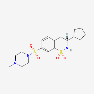 molecular formula C18H27N3O4S2 B10756544 (3r)-3-Cyclopentyl-7-[(4-Methylpiperazin-1-Yl)sulfonyl]-3,4-Dihydro-2h-1,2-Benzothiazine 1,1-Dioxide 