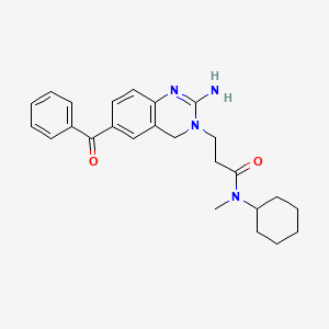 molecular formula C25H30N4O2 B10756579 3-(2-Amino-6-Benzoylquinazolin-3(4h)-Yl)-N-Cyclohexyl-N-Methylpropanamide 