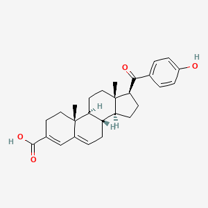 molecular formula C27H32O4 B10756632 (8alpha,10alpha,13alpha,17beta)-17-[(4-Hydroxyphenyl)carbonyl]androsta-3,5-diene-3-carboxylic acid 