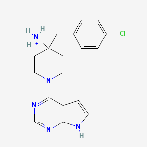 molecular formula C18H21ClN5+ B10756762 4-(4-Chlorobenzyl)-1-(7h-Pyrrolo[2,3-D]pyrimidin-4-Yl)piperidin-4-Aminium 