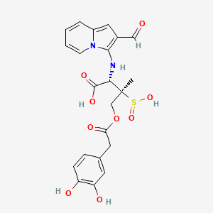 molecular formula C22H22N2O9S B10756772 (3R)-4-{[(3,4-dihydroxyphenyl)acetyl]oxy}-N-(2-formylindolizin-3-yl)-3-sulfino-D-valine 