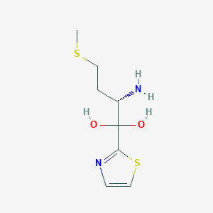 molecular formula C8H14N2O2S2 B10756777 (2S)-2-Amino-4-(methylsulfanyl)-1-(1,3-thiazol-2-YL)butane-1,1-diol 