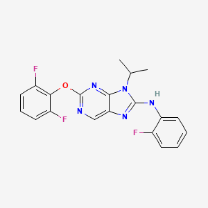 molecular formula C20H16F3N5O B10756863 2-(2,6-Difluorophenoxy)-N-(2-fluorophenyl)-9-isopropyl-9H-purin-8-amine 