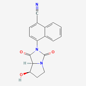 molecular formula C17H13N3O3 B10756871 4-[(7r,7as)-7-Hydroxy-1,3-Dioxotetrahydro-1h-Pyrrolo[1,2-C]imidazol-2(3h)-Yl]-1-Naphthonitrile 