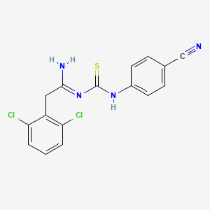 molecular formula C16H12Cl2N4S B10757054 1-(4-Cyano-phenyl)-3-[2-(2,6-dichloro-phenyl)-1-imino-ethyl]-thiourea 